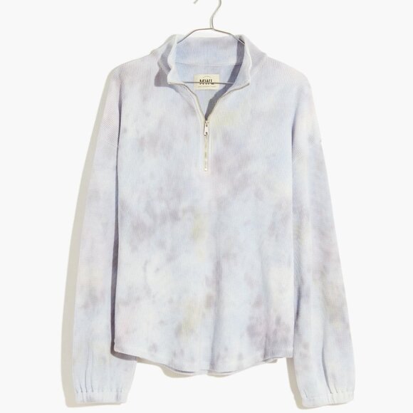 Madewell MWL Waffle Half-Zip Shirttail Sweatshirt in Tie-Dye - Picture 4 of 11